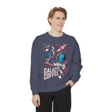Galactic Coffee Comfort Colors Sweatshirt, Funny Alien Coffee Lover Shirt, Space Nerd Sweatshirt, Sci Fi Gift for Coffee Fans