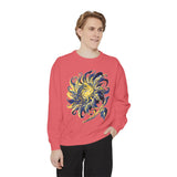 Celestial Sun Graphic Sweatshirt, Blue and Gold Cosmic Pullover, Mystical Night Sky Top, Astrology Gift for Stargazers and Dreamers
