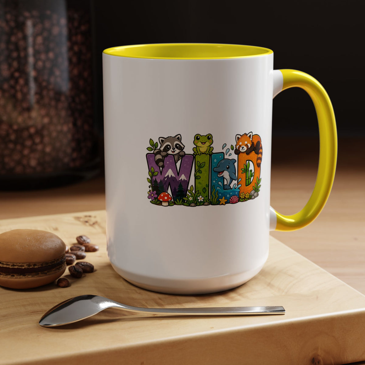 Wild Animal Mug, Colorful Nature Coffee Cup, Cute Wildlife Lover Gift for Kids, Zoo Teacher Classroom Drinkware, Birthday Present for Kids