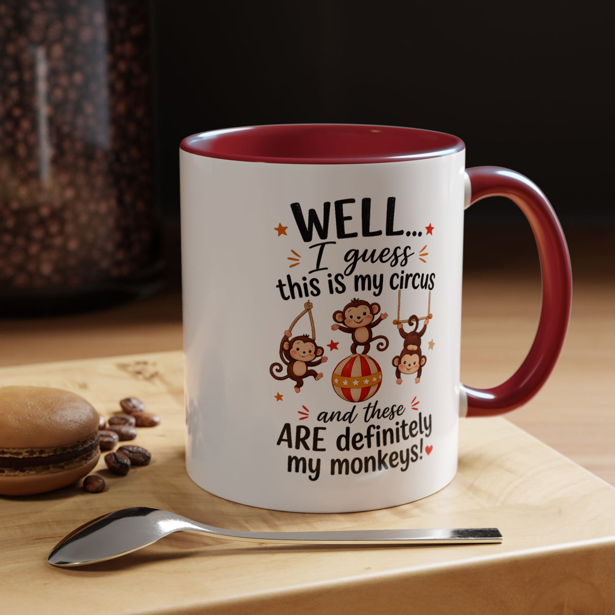 Funny Mom Life Coffee Mug, This Is My Circus These Are My Monkeys Mug, Motherhood Humor Gift, Mom Coffee Cup for Busy Moms