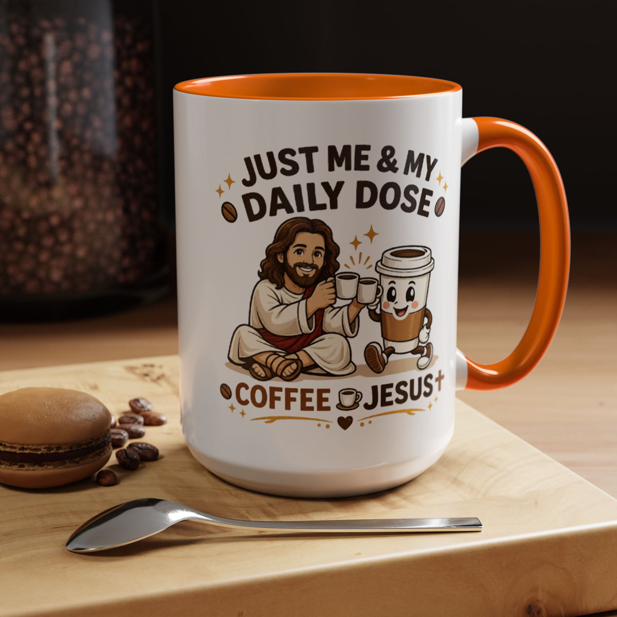 Christian Coffee Lover Mug, Just Me and My Daily Dose Coffee and Jesus Mug, Faith Based Coffee Mug, Christian Gift for Women Me