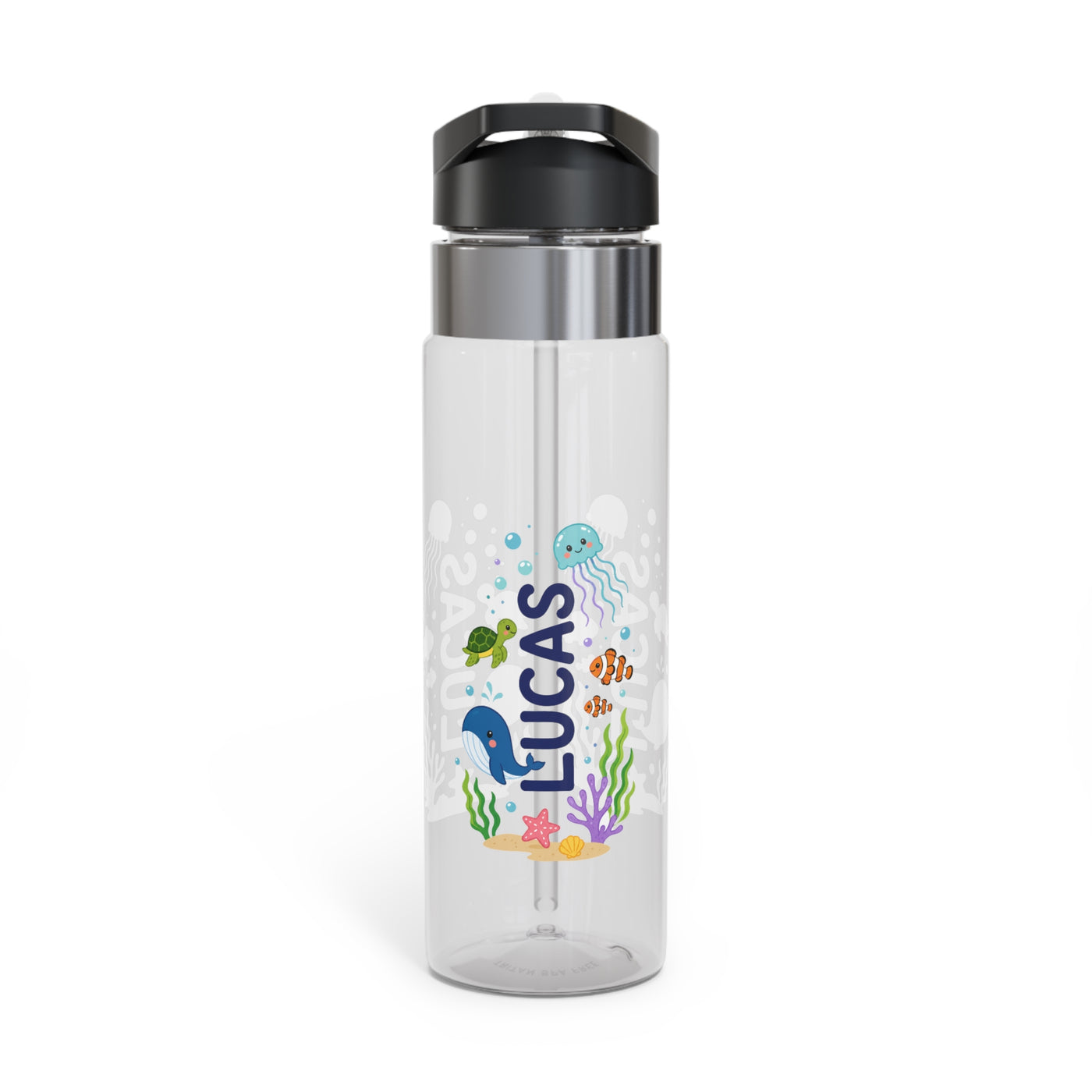 Personalized Transparent Water Bottle for Kids, Ocean Animal Drink Bottle, Under the Sea School Bottle, Back to School Gift