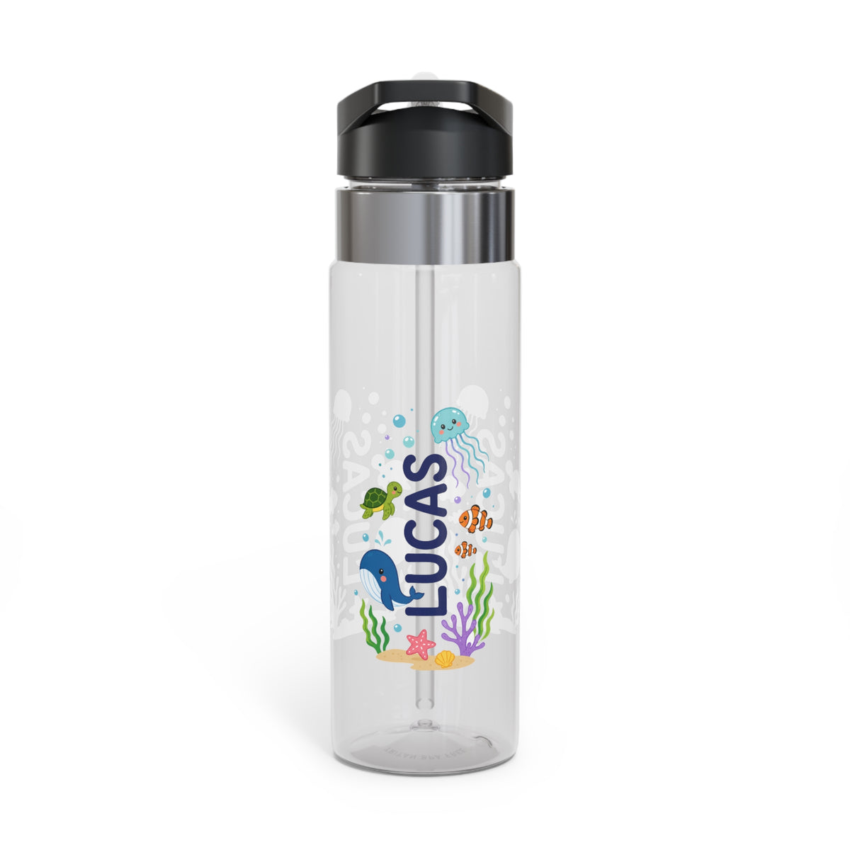 Personalized Transparent Water Bottle for Kids, Ocean Animal Drink Bottle, Under the Sea School Bottle, Back to School Gift