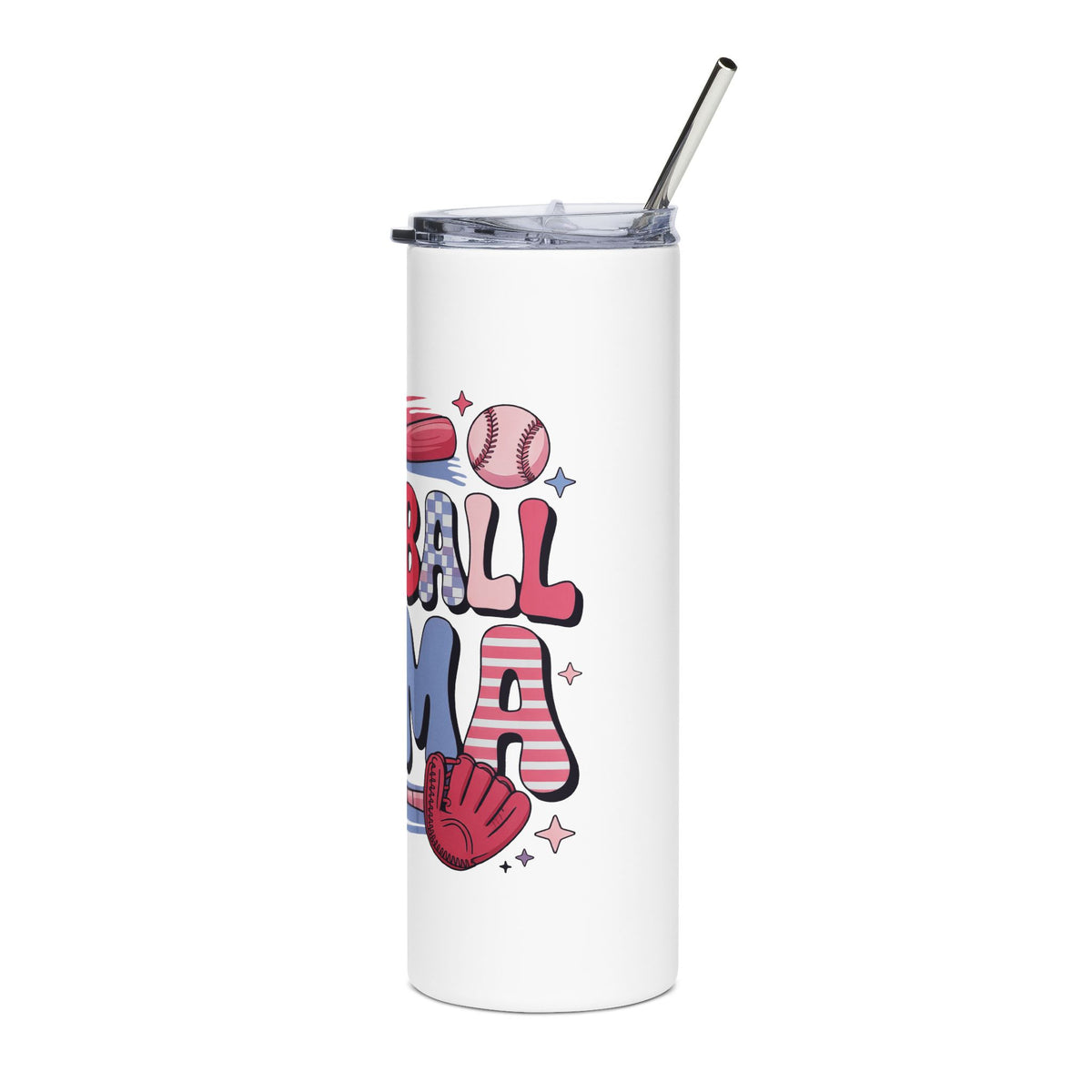 Softball Mom Skinny Tumbler, Softball Travel Cup for Moms, Sports Mom Gift, Girls Softball Drinkware, Coach Gift, Team Mom Cup