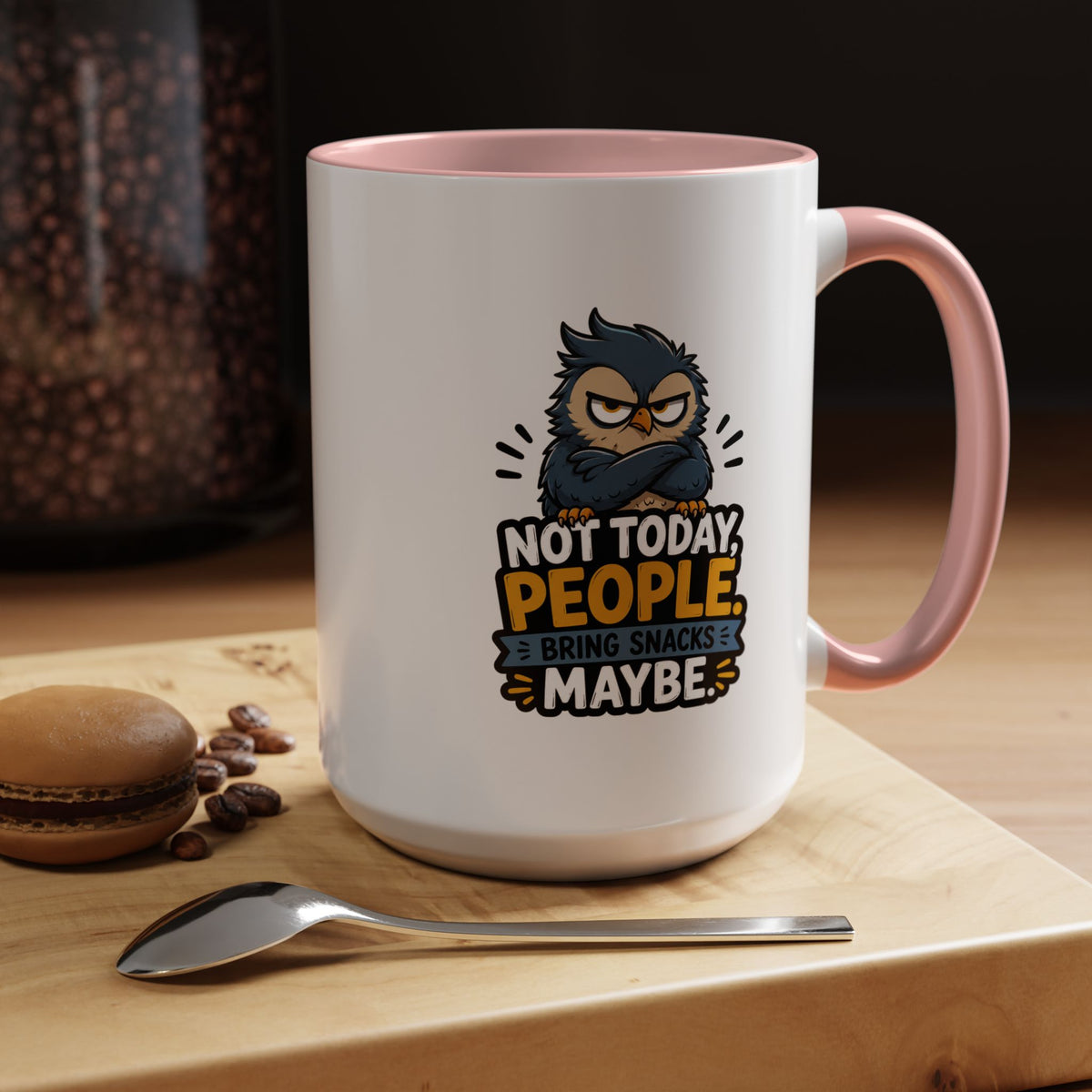 Not Today People Mug, Funny Owl Coffee Cup, Introvert Humor Gift for Coworker, Funny Snack Lover Present, Sarcastic Office Drinkware