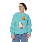 Cute Ghost Halloween Sweatshirt, Pumpkin Balloon Pullover, Vintage Spooky Season Gift for Women, Cozy October Fall Outfit for Ghost Loversv