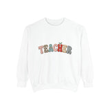 Teacher Sweatshirt, Patchwork Letter Crewneck, Cute Educator Appreciation Gift, Back to School Outfit, Retro Classroom Shirt for Staff