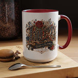 Vintage Patriotic Floral Coffee Mug, Liberty Stars and Blooms Mug, Americana Rose Art Cup, Fourth of July Gift, USA Lover Mug
