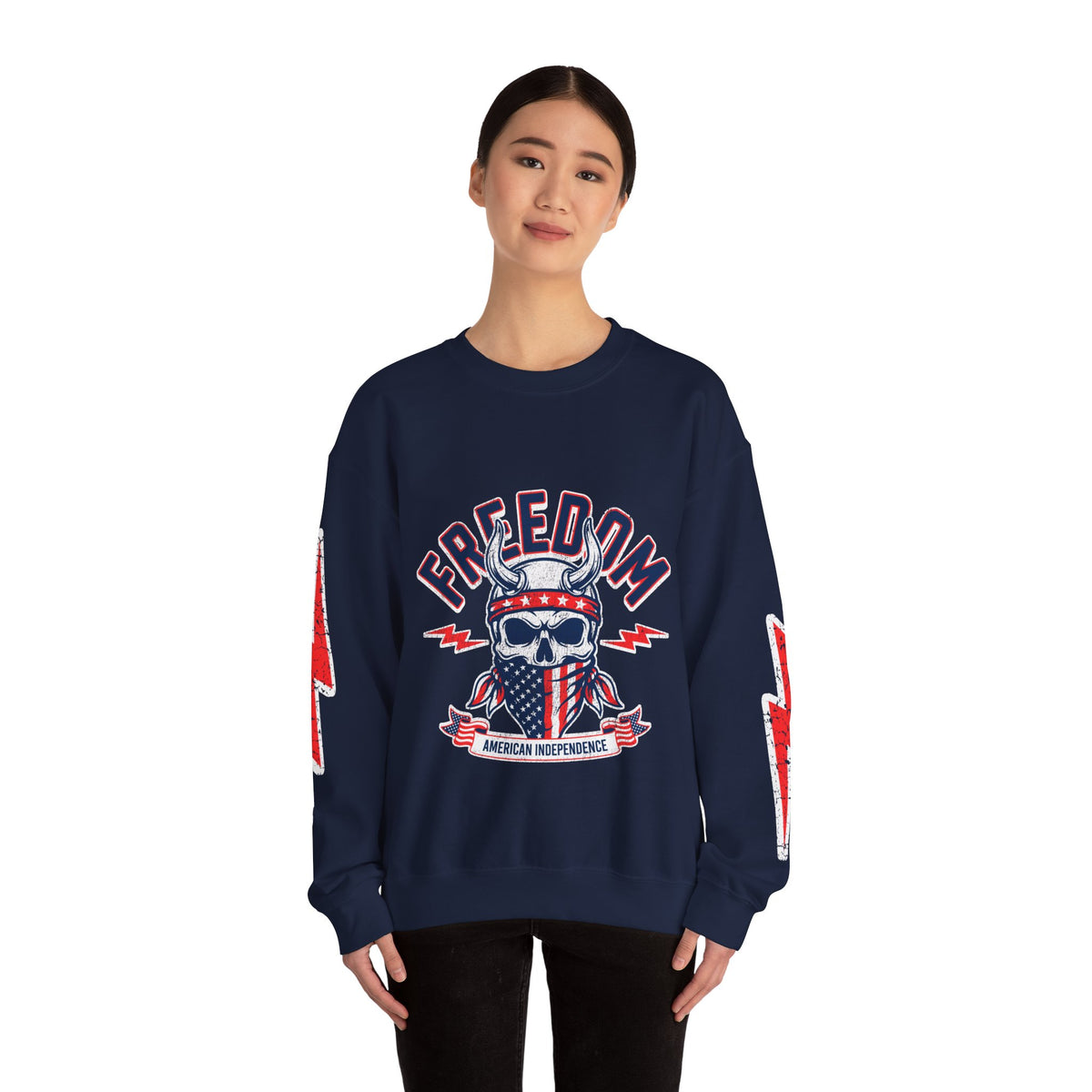 Freedom American Independence Sweatshirt, Patriotic Skull Crewneck, USA Flag Pullover, Fourth of July Outfit, Americana Gift for Him