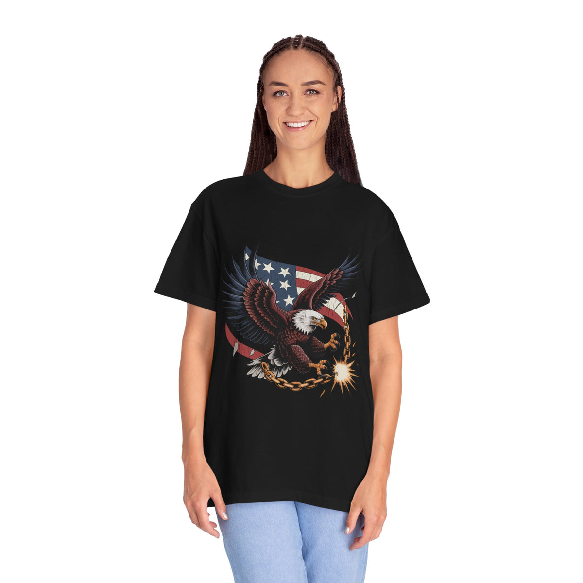 Patriotic Eagle Shirt, American Flag T Shirt, Bald Eagle Military Tee, Veteran Gift, USA Graphic Shirt, Fourth of July Patriotic Top