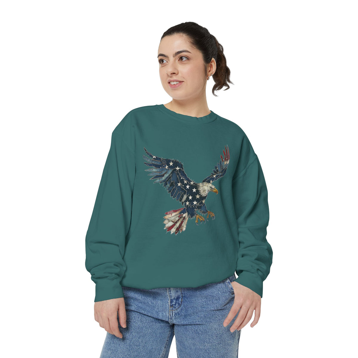 Patriotic Eagle USA Flag Sweatshirt, American Pride Pullover, Fourth of July Gift, Vintage USA Crewneck for Men Women