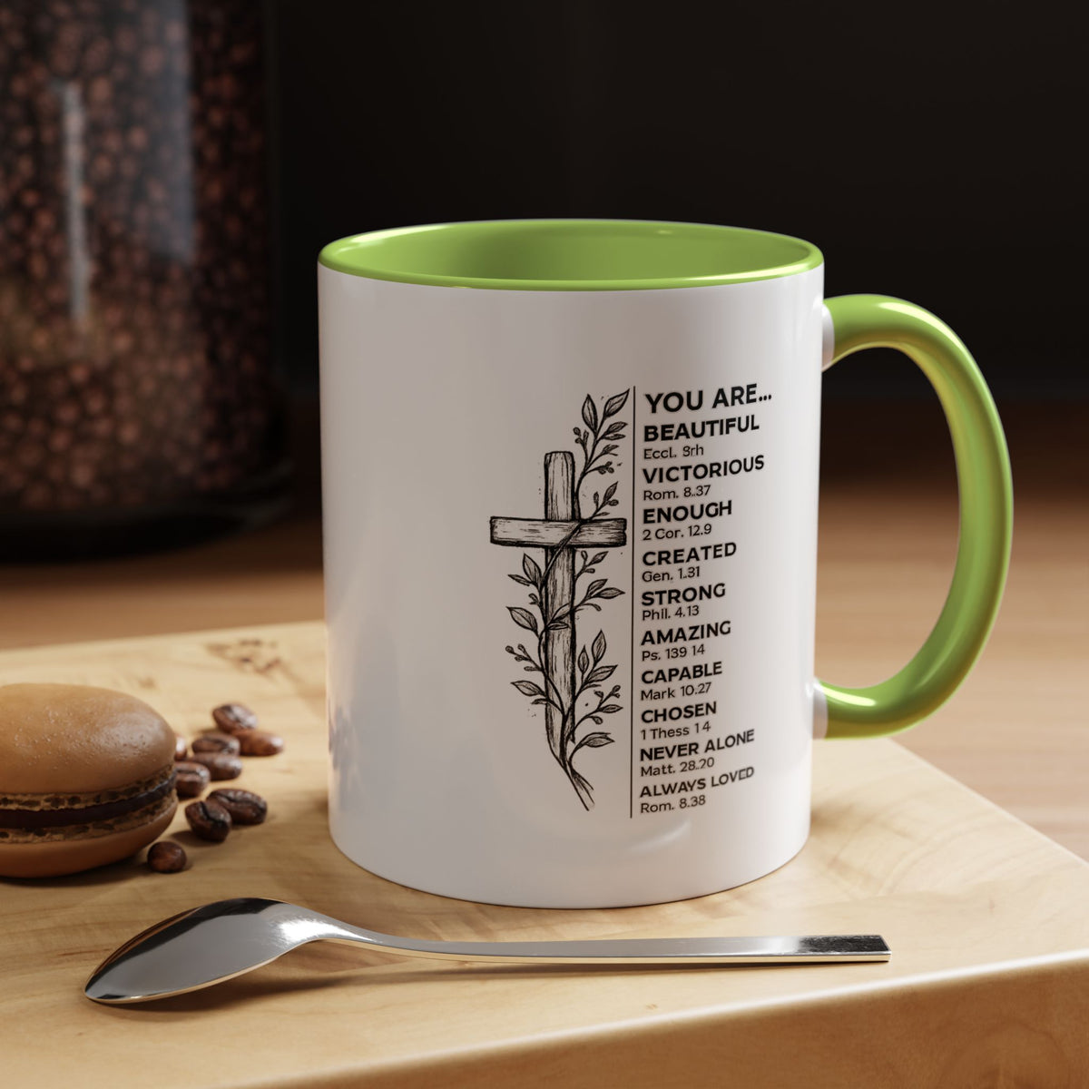Christian Inspirational Mug, You Are Beautiful Victorious Enough Bible Verse Coffee Mug, Faith Encouragement Gift for Women