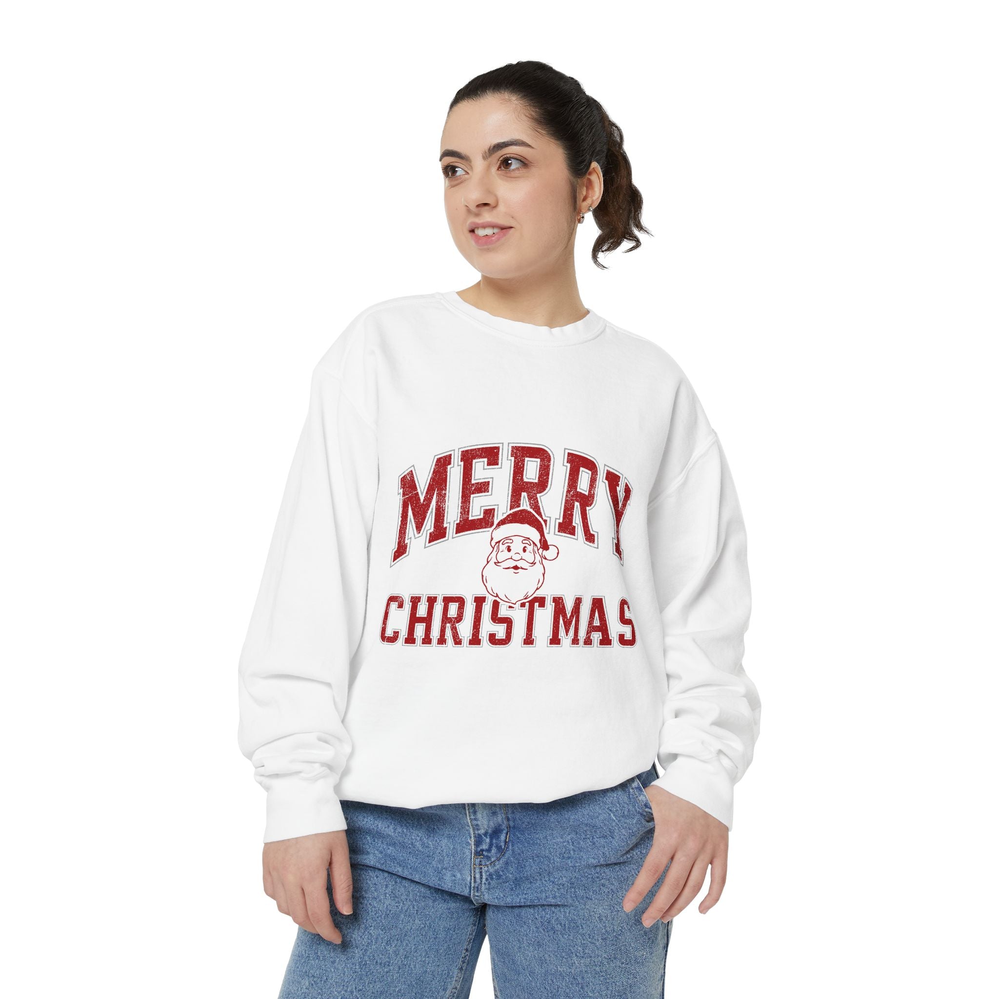 Merry Christmas Santa Sweatshirt, Vintage Holiday Crewneck, Festive Christmas Party Pullover, Retro Santa Claus Gift for Family Photos