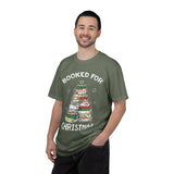 Booked for Christmas Shirt, Book Lover Holiday T-Shirt, Christmas Tree Books Tee, Cozy Reading Gift for Librarian, Teacher or Bookworm