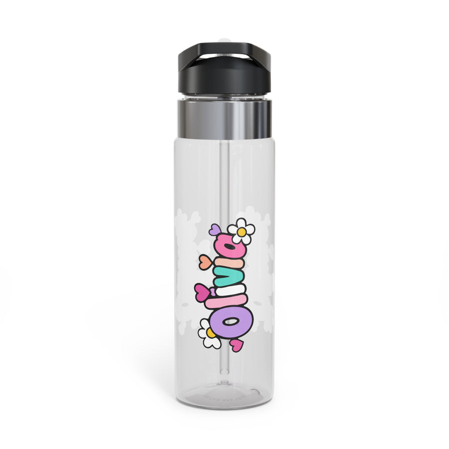Personalized Daisy Name Water Bottle, Colorful Custom Drink Bottle for Girls, Floral School Bottle, Cute Birthday Gift for Kids