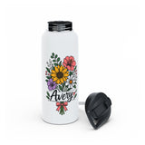 Personalized Water Bottle for Girls, Floral Reusable Drink Bottle, Custom Name Gift, Cute School Water Bottle, Hydration Bottle