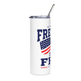 Patriotic Skinny Tumbler, Red White Blue Travel Cup, American Flag Drinkware, USA Gift for Her, Independence Day Gift, Summer Cup