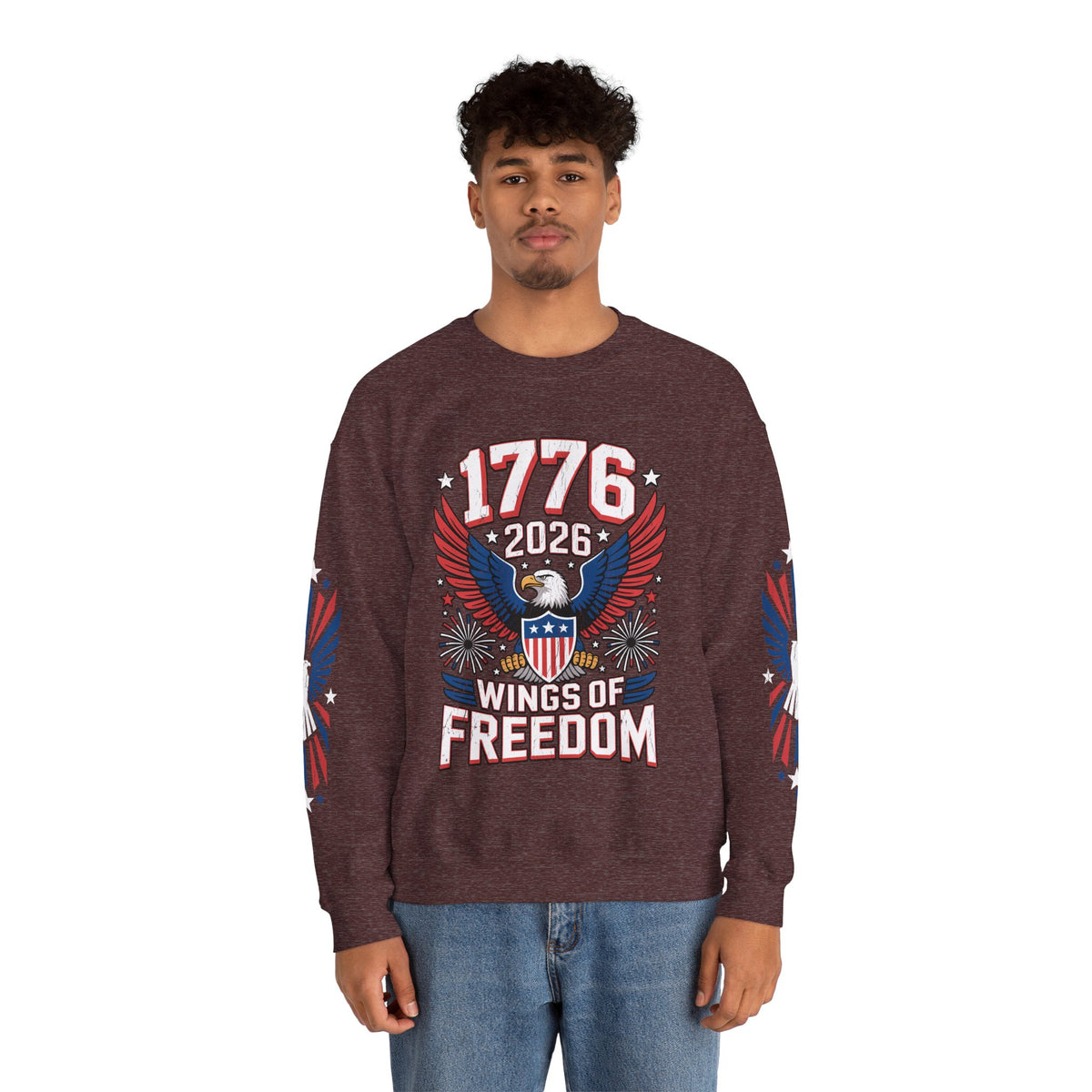 1776 Wings of Freedom Sweatshirt, Patriotic Eagle Pullover, American Flag Crewneck, USA 250th Anniversary Gift, Fourth of July Top