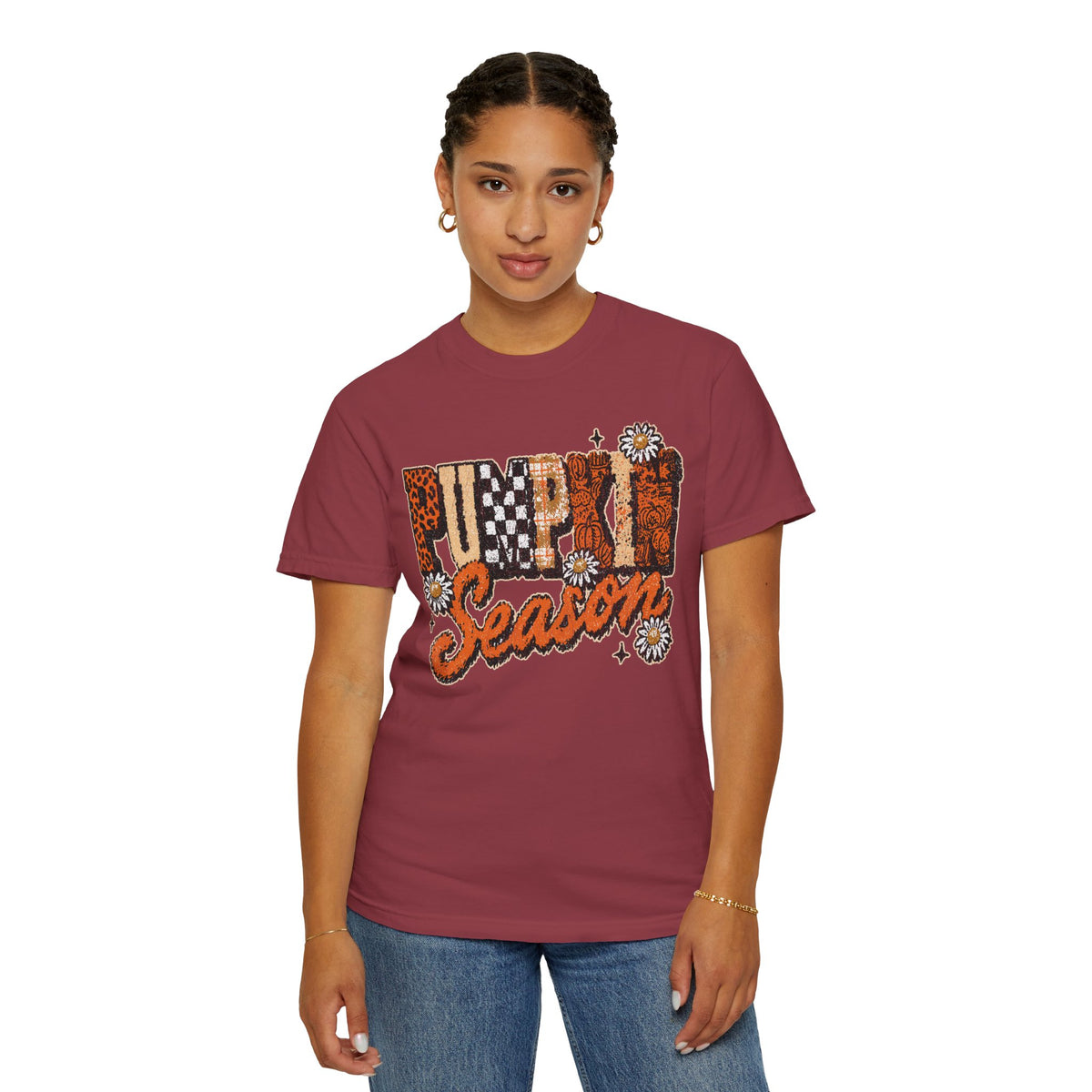 Pumpkin Season Shirt, Retro Leopard Checker Fall Graphic Tee, Cute Autumn Gift for Women, Cozy Thanksgiving October Outfit for Her