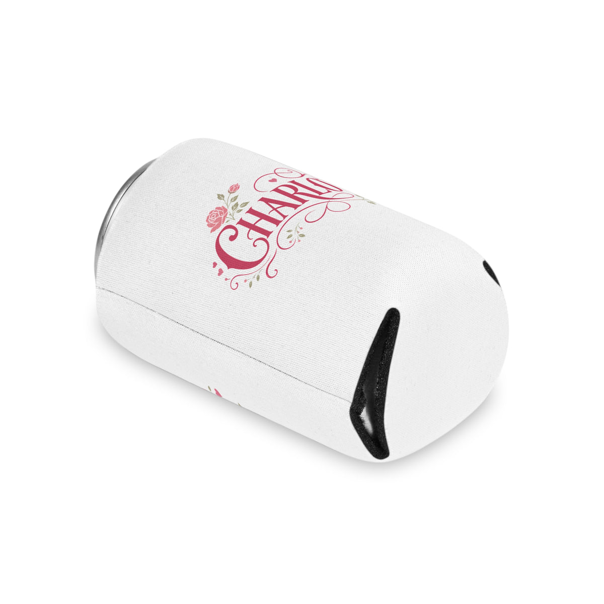 Personalized Name Can Cooler, Floral Drink Holder, Custom Beverage Sleeve, Rose Design, Birthday Gift for Her, Bridesmaid Gift, Summer Party