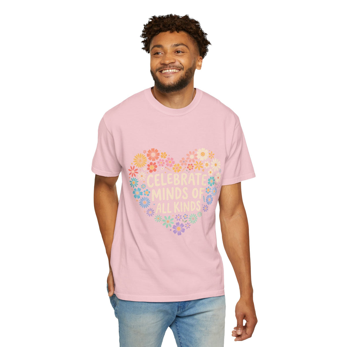 Comfort Colors Celebrate Minds of All Kinds Shirt, Autism Acceptance Flower Heart Tee, Neurodiversity Awareness Shirt, Teacher Gift