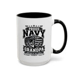 Proud Navy Grandpa Mug, US Navy Veteran Coffee Cup, Patriotic Military Grandfather Gift, Anchor of the Family Birthday Present