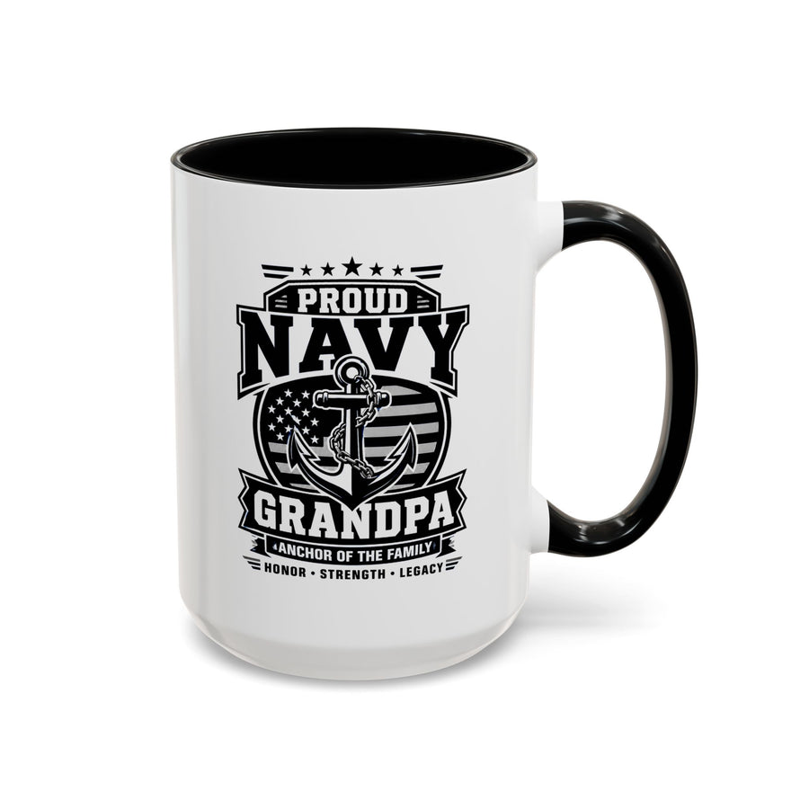 Proud Navy Grandpa Mug, US Navy Veteran Coffee Cup, Patriotic Military Grandfather Gift, Anchor of the Family Birthday Present