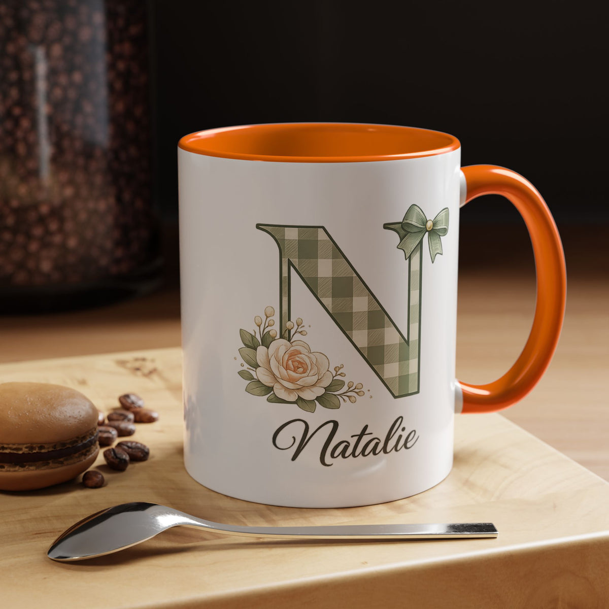 Personalized Monogram Mug with Custom Name, Floral Initial Coffee Mug for Women, Custom Letter Cup, Birthday Gift for Her, Bridesmaid Gift