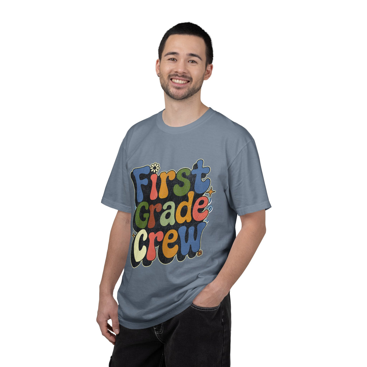First Grade Crew T-Shirt, Retro Teacher Team Graphic Tee, Elementary School Staff Gift, First Day Classroom Outfit, Grade One Shirt