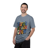 First Grade Crew T-Shirt, Retro Teacher Team Graphic Tee, Elementary School Staff Gift, First Day Classroom Outfit, Grade One Shirt