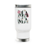 Personalized Mama Stainless Steel Travel Mug, Floral Custom Name Coffee Cup, Botanical Drink Tumbler, Mothers Day Gift for Mom