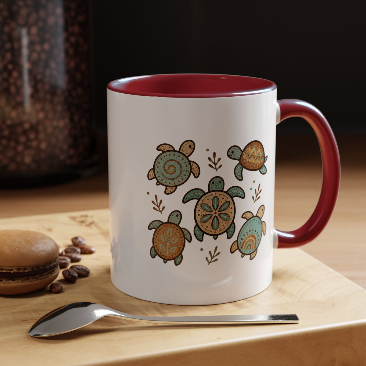 Sea Turtle Mug, Boho Coastal Coffee Cup, Ocean Animal Lover Gift, Beach House Kitchen Decor, Unique Birthday Present for Marine Life Fan
