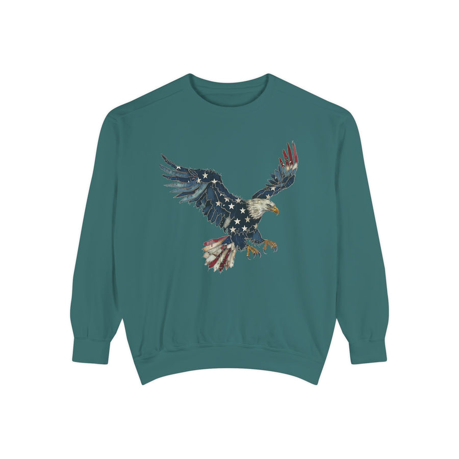 Patriotic Eagle USA Flag Sweatshirt, American Pride Pullover, Fourth of July Gift, Vintage USA Crewneck for Men Women