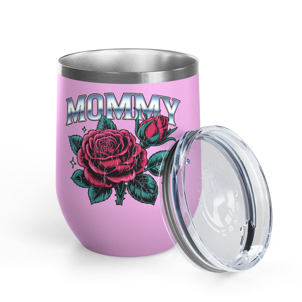 Mommy Rose Wine Tumbler, Pink Floral Cup, Mother's Day Gift for Mom, Birthday Present for Mama and Floral Lovers
