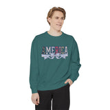 Patriotic America Bow Sweatshirt, Coquette USA Crewneck for Women, Vintage Americana Pullover, Fourth of July Sweatshirt Gift