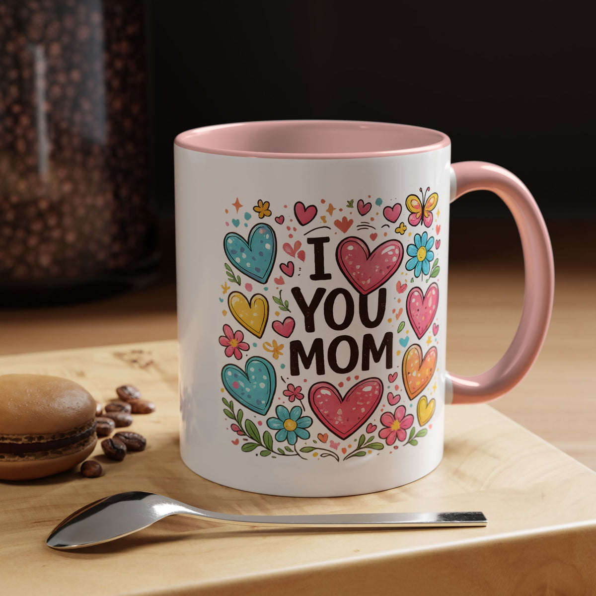 I Love You Mom Heart Mug, Mother's Day Coffee Mug, Gift for Mom from Daughter or Son, Cute Heart Coffee Cup, Mom Appreciation Gift