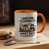 Awesome Teammates Coffee Mug, Coworker Appreciation Gift, Funny Dog and Cat Office Cup, Team Thank You Present for Colleague or Boss