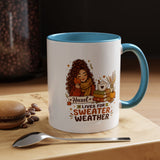 Personalized Sweater Weather Mug, Custom Name Fall Coffee Cup, Cozy Book Lover Gift for Her, Autumn Pumpkin and Reading Design