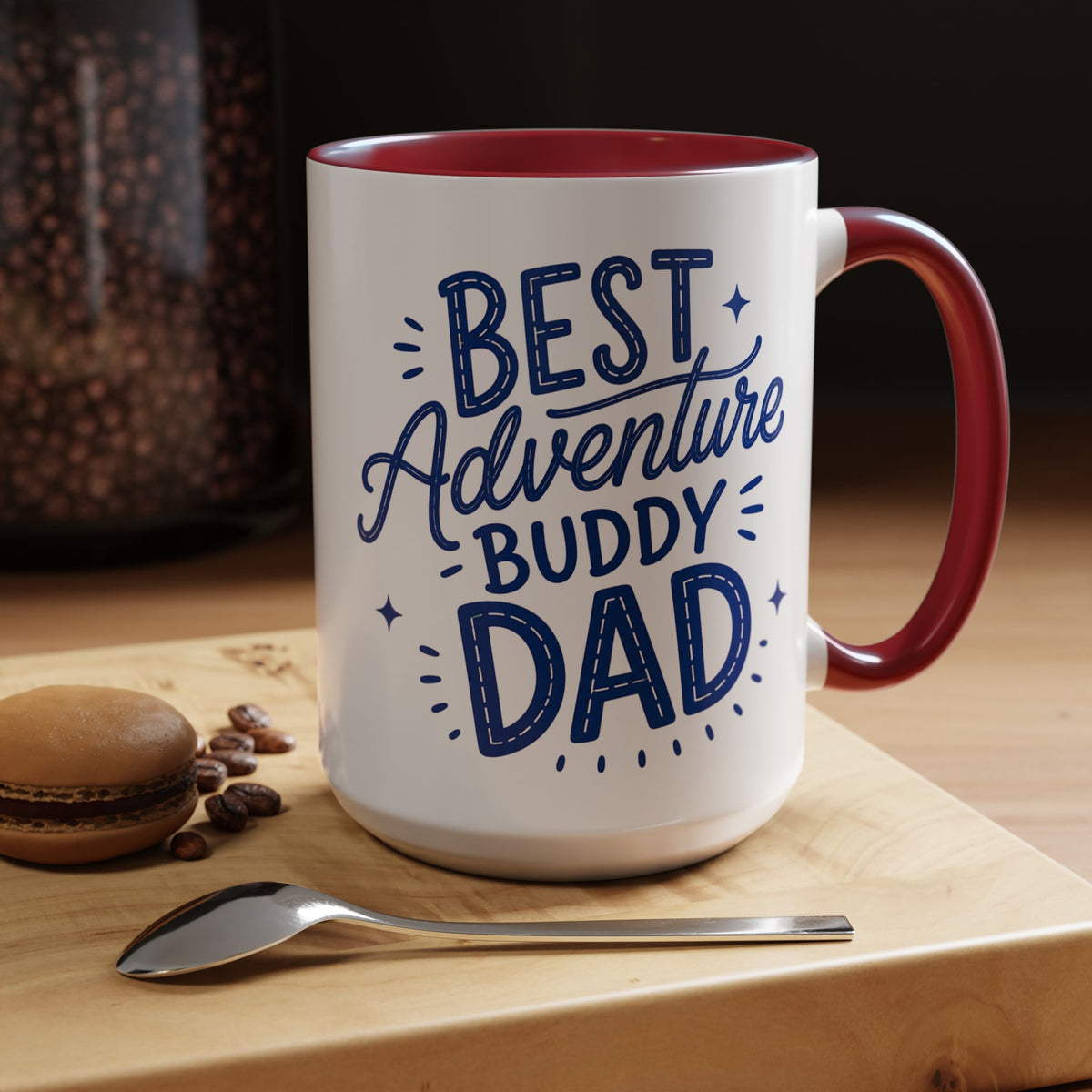 Best Adventure Buddy Dad Coffee Mug, Father's Day Gift from Kids, Travel and Hiking Outdoor Papa Ceramic Tea Cup with Black Handle
