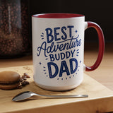 Best Adventure Buddy Dad Coffee Mug, Father's Day Gift from Kids, Travel and Hiking Outdoor Papa Ceramic Tea Cup with Black Handle