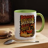 Book Lover Cat Coffee Mug, Reading Cat Mug for Bookworms, Literary Gift for Readers, Librarian Teacher Cup, Books Unlock Minds