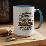 Awesome Teammates Coffee Mug, Coworker Appreciation Gift, Funny Dog and Cat Office Cup, Team Thank You Present for Colleague or Boss