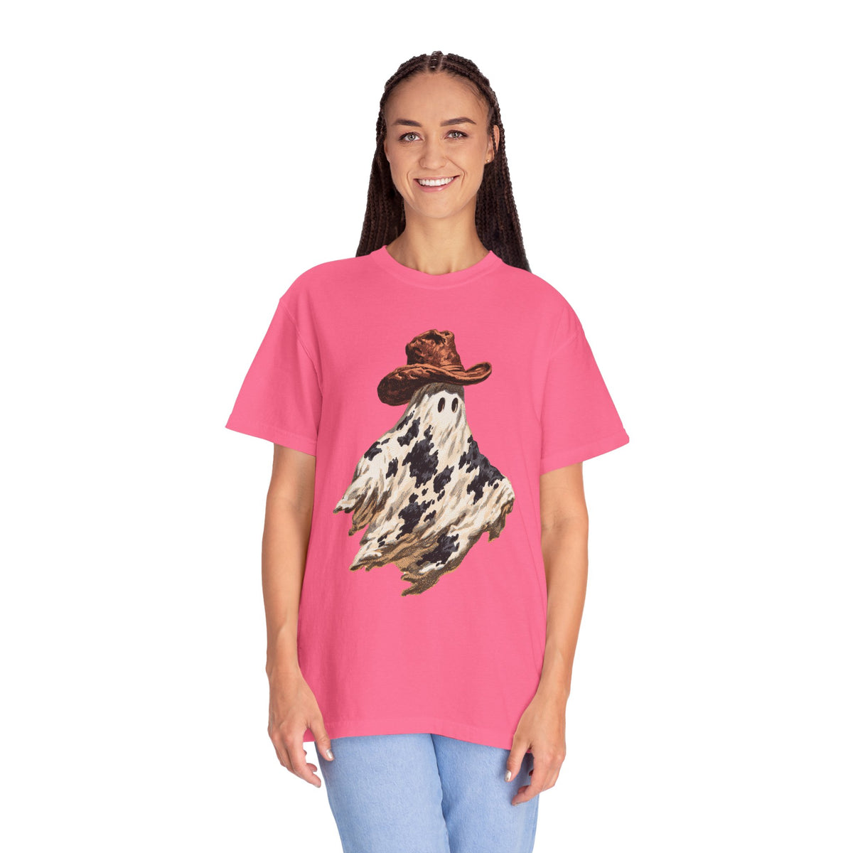 Western Ghost Halloween Shirt, Cowboy Hat Spooky Graphic Tee, Cute Vintage Fall Gift for Cowgirl, Country October Outfit for Women