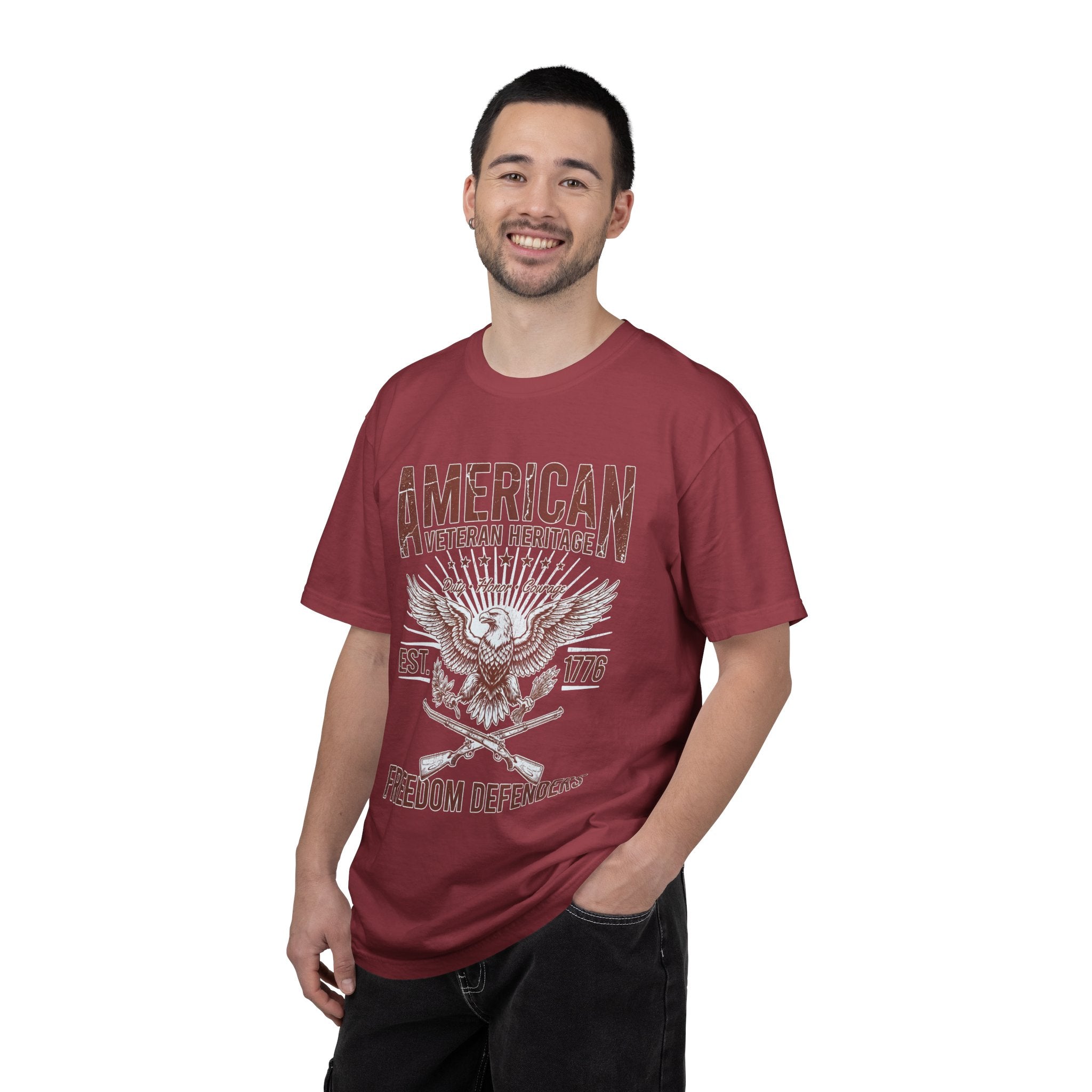 American Veteran Heritage Shirt, Freedom Defenders T-Shirt, Patriotic Eagle Gift, Veterans Day or Military Retirement Tee for Proud Veteran