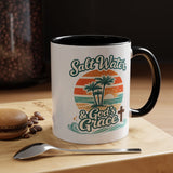 Christian Beach Lover Coffee Mug, Salt Water and God's Grace Mug, Coastal Faith Gift, Religious Ocean Lover Cup, Christian Gift