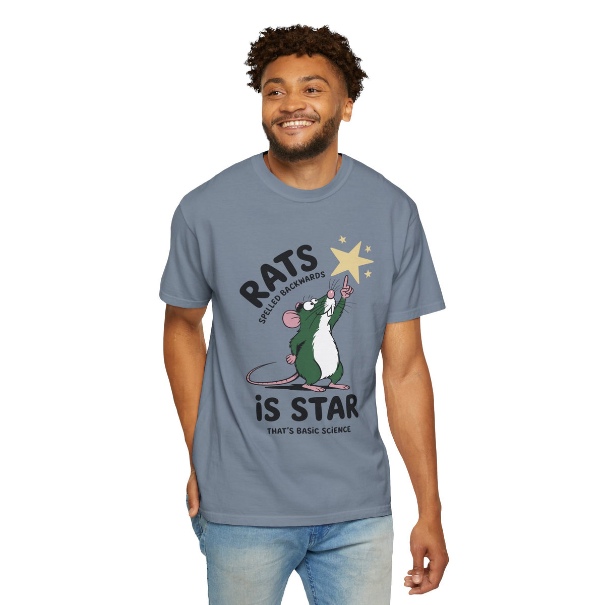 Funny Rat Shirt, Rat Is A Star Backwards Science Tee, Cute Mouse Graphic T-Shirt, Weird Humor Animal Shirt, Nerdy Joke Gift