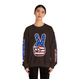 United in Peace Sweatshirt, Patriotic Peace Sign Crewneck, American Flag Pullover, USA 250th Anniversary Outfit, Fourth of July Gift