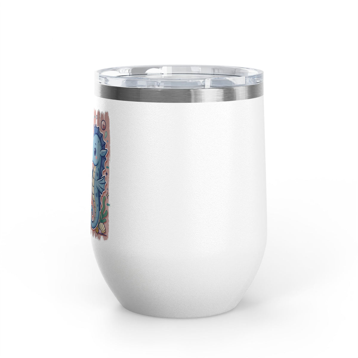 Cute Seahorse Wine Tumbler, Happy to Sea You Ocean Drinkware, Coastal Gift for Her, Beach Lover Present, Whimsical Summer Cup