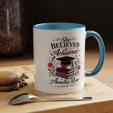 Personalized Graduation Mug for Her, She Believed and Achieved Coffee Cup, Custom Name Class of 2027 Gift, Floral Graduation Keepsake