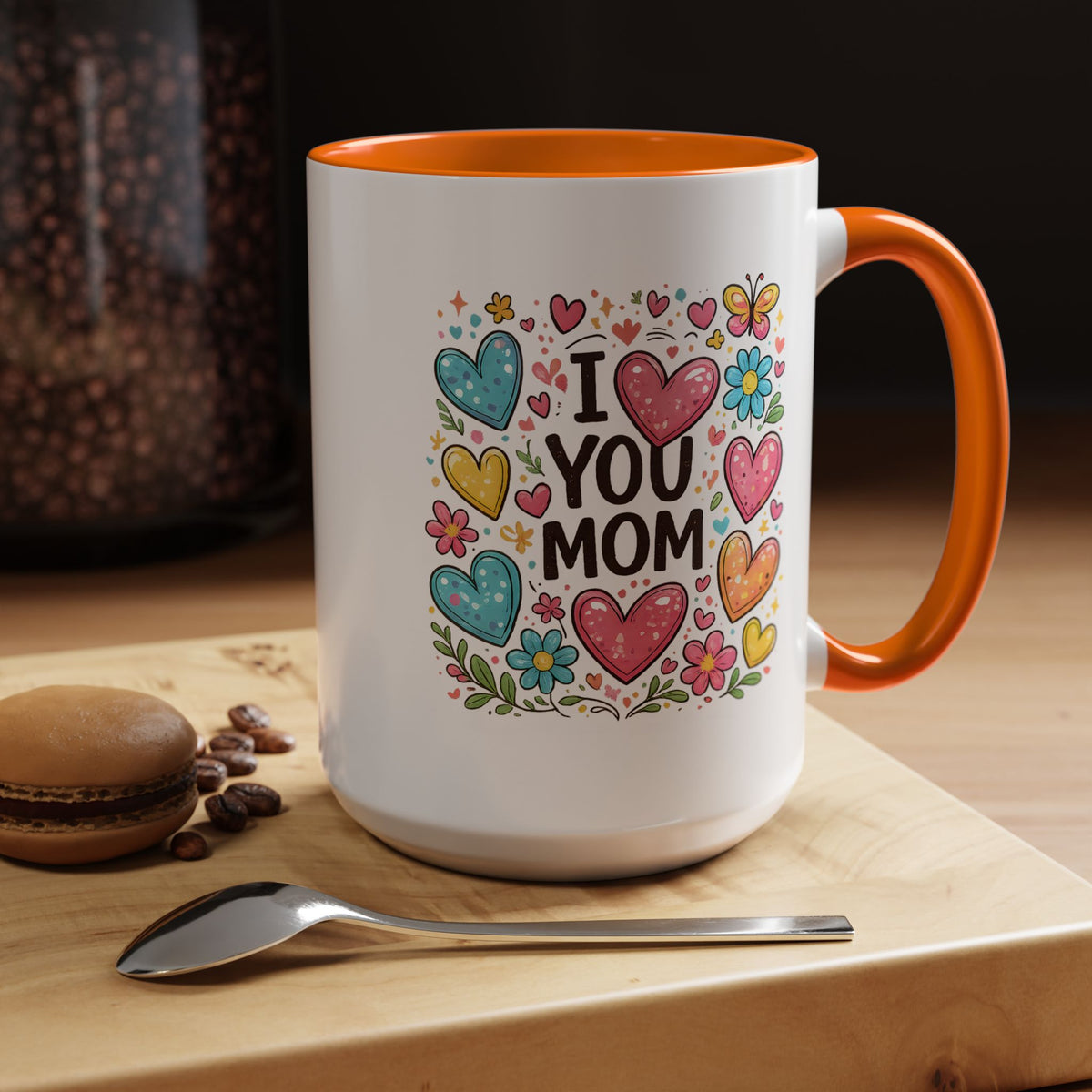 I Love You Mom Heart Mug, Mother's Day Coffee Mug, Gift for Mom from Daughter or Son, Cute Heart Coffee Cup, Mom Appreciation Gift